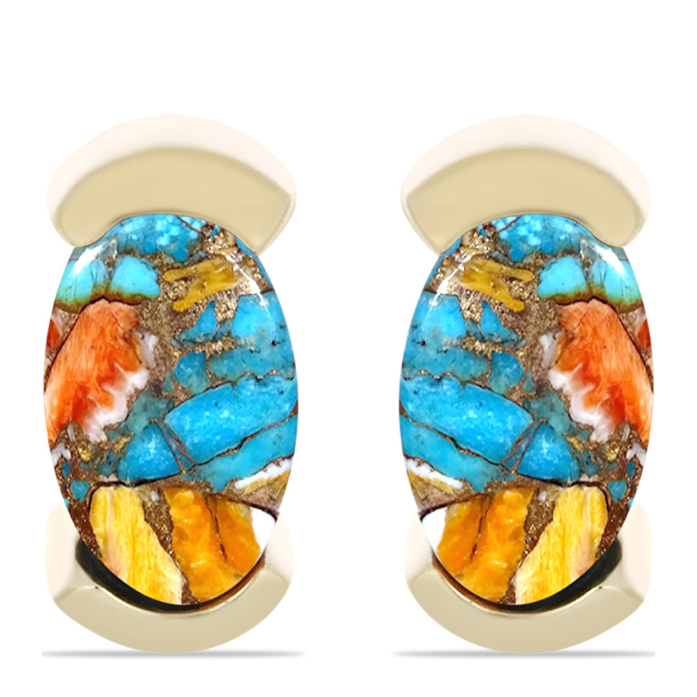 Pozlacené stříbro 925/1000 Sada s Ústřicovým Tyrkysem - Karátové číslo: 1.12. přibližná hmotnost: 3.07 gramů ( Náušnice+Prsten+Přívěsek )