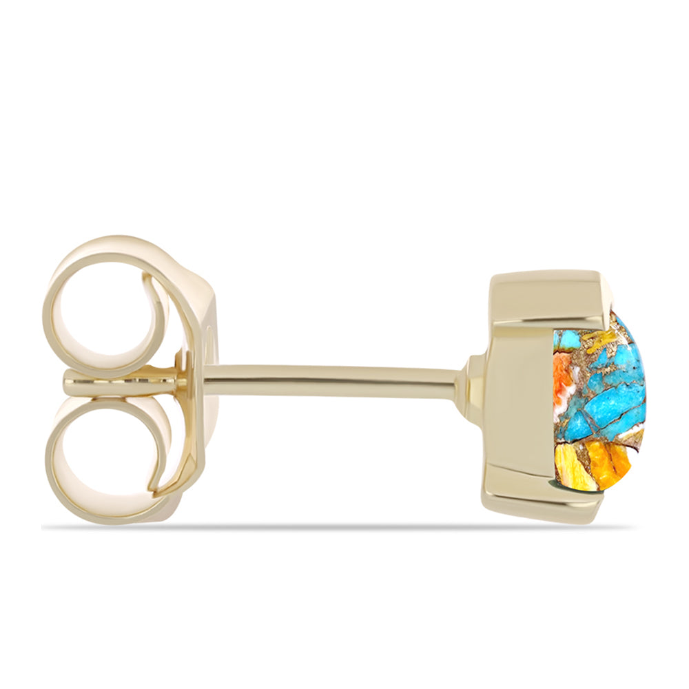 Pozlacené stříbro 925/1000 Sada s Ústřicovým Tyrkysem - Karátové číslo: 1.12. přibližná hmotnost: 3.07 gramů ( Náušnice+Prsten+Přívěsek ) 5 