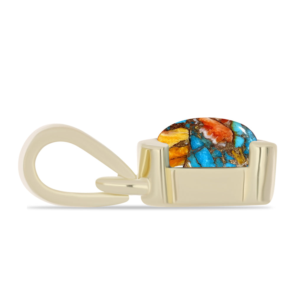 Pozlacené stříbro 925/1000 Sada s Ústřicovým Tyrkysem - Karátové číslo: 1.12. přibližná hmotnost: 3.07 gramů ( Náušnice+Prsten+Přívěsek ) 6 