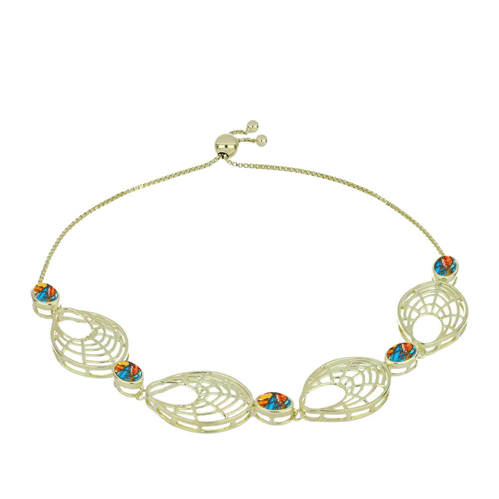 Pozlacené Stříbro 925/1000 - Náramek s Ústřicovým Tyrkysem - Karátové číslo: 2.84. přibližná hmotnost: 9.39 gramů 1 