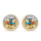 Pozlacené 925 / 1000 Sterlingové Stříbro Náušnice s Ústřicovým Tyrkysem a Bílým Topazem
