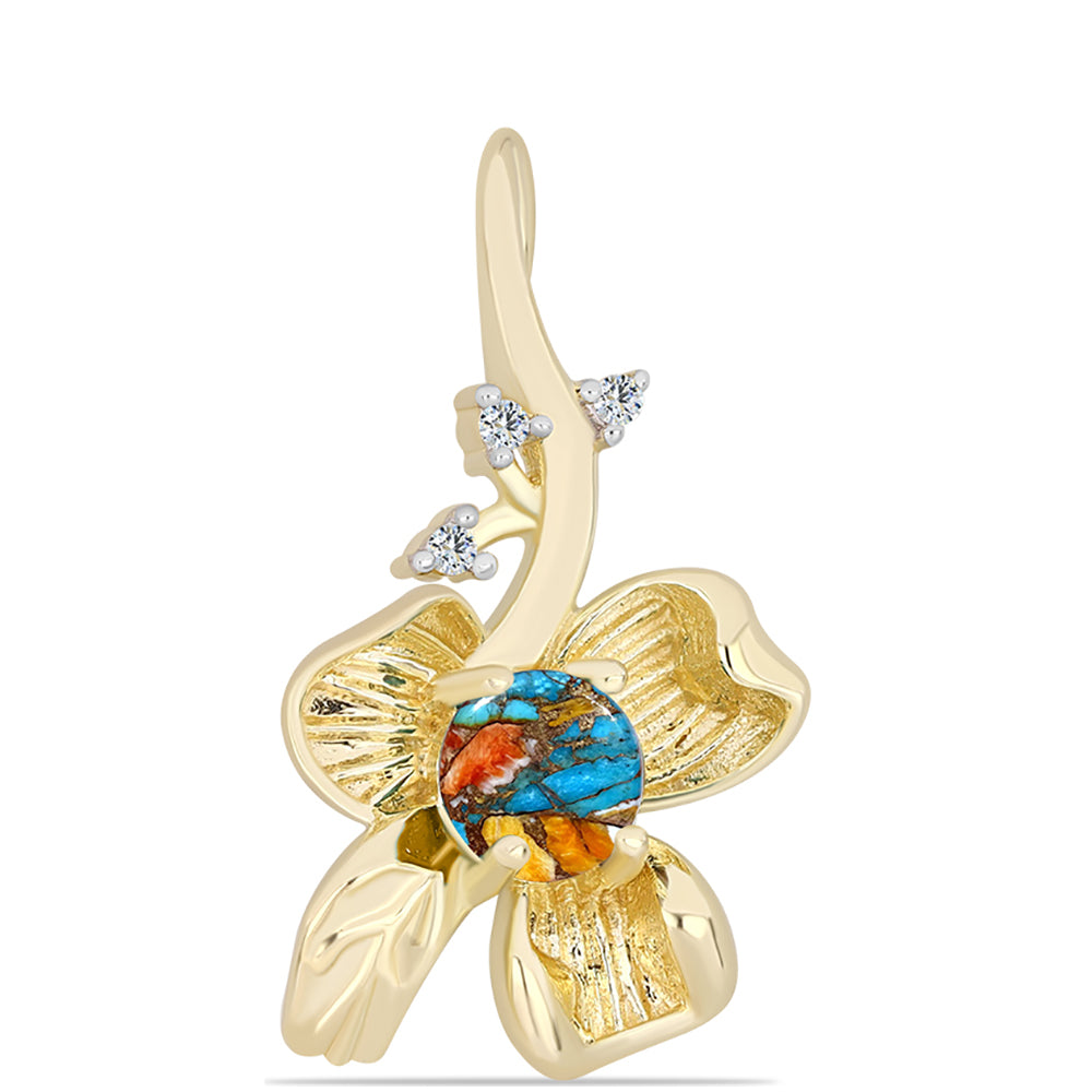 Pozlacený Stříbrný Přívěsek s Ústřicovým Tyrkysem a Bílým Topazem 1 