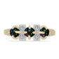 Pozlacený Stříbrný Prsten s Půlnočně Černým Etiopským Opálem z Lega Dembi a Bílým Topazem