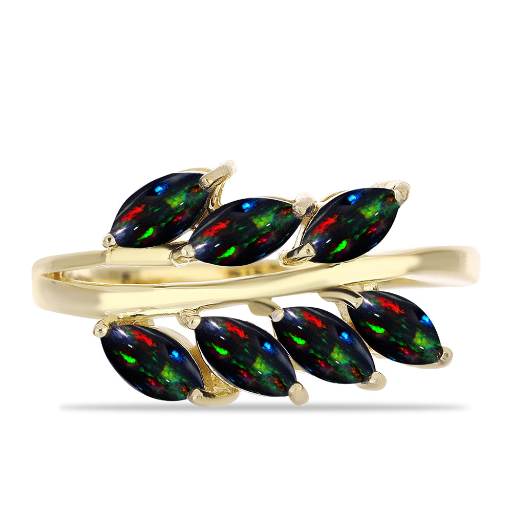 Pozlacený Stříbrný Prsten s Půlnočně Černým Etiopským Opálem z Lega Dembi 1 