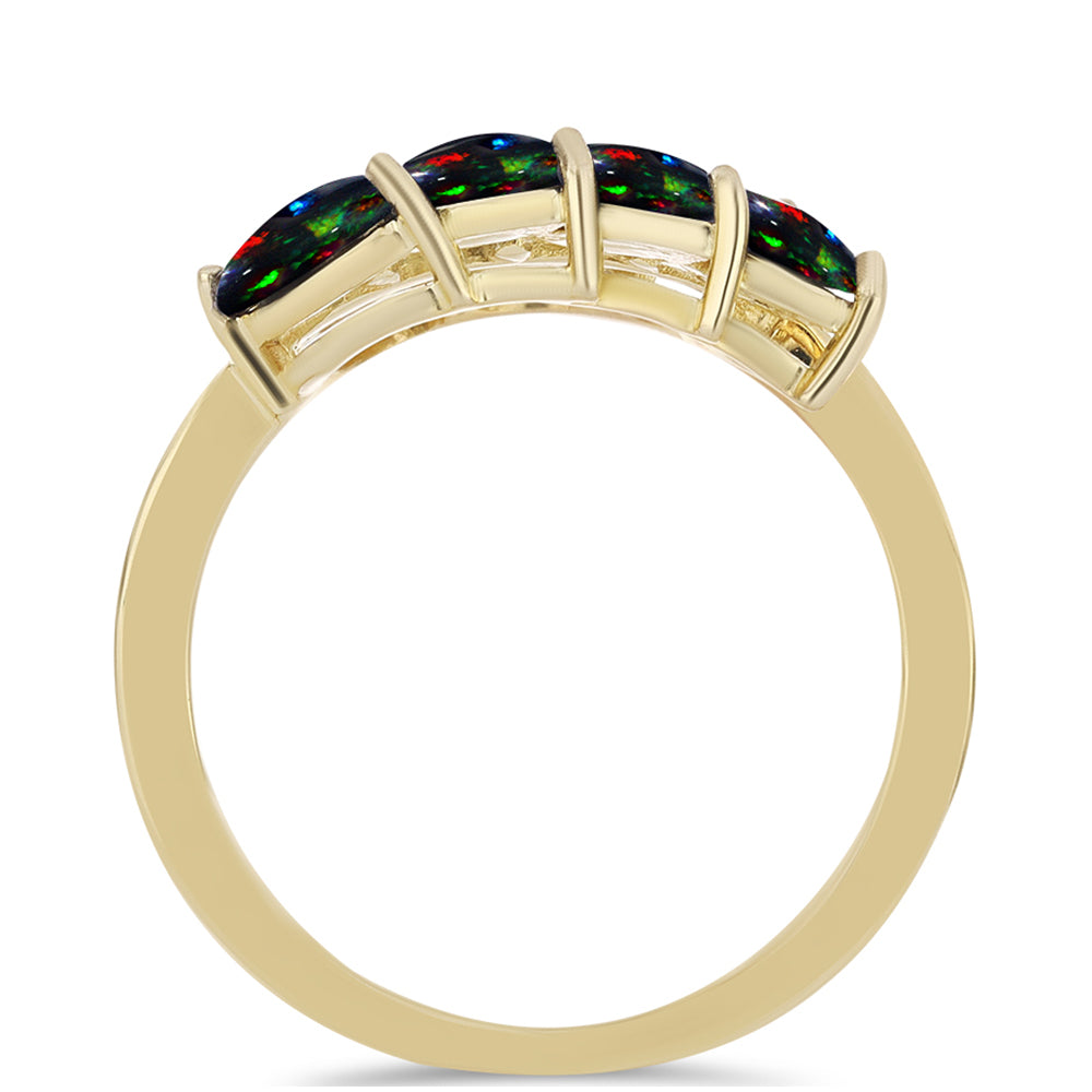 Pozlacený Stříbrný Prsten s Půlnočně Černým Etiopským Opálem z Lega Dembi