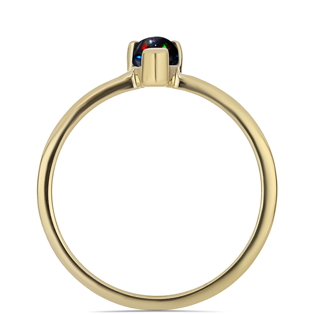 Pozlacené Stříbro 925/1000 - Sada s Půlnočně Černým Etiopským Opálem z Lega Dembi - Karátové číslo: 0.82. přibližná hmotnost: 2.67 gramů ( Náušnice+Prsten )