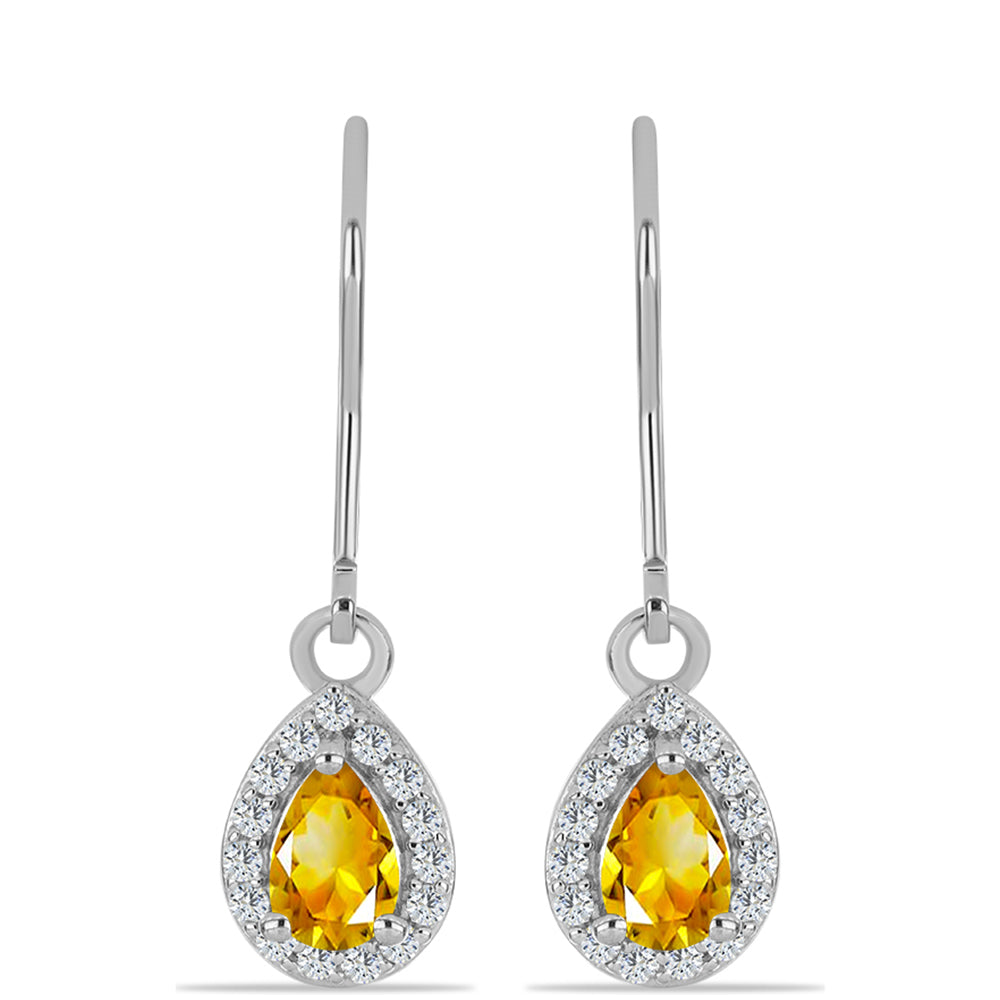 Stříbrné Náušnice s Uralským Citrínem a Bílým Topazem