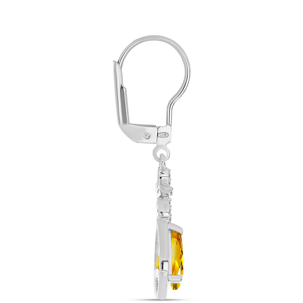 Stříbrné Náušnice s Uralským Citrínem a Bílým Topazem 2 