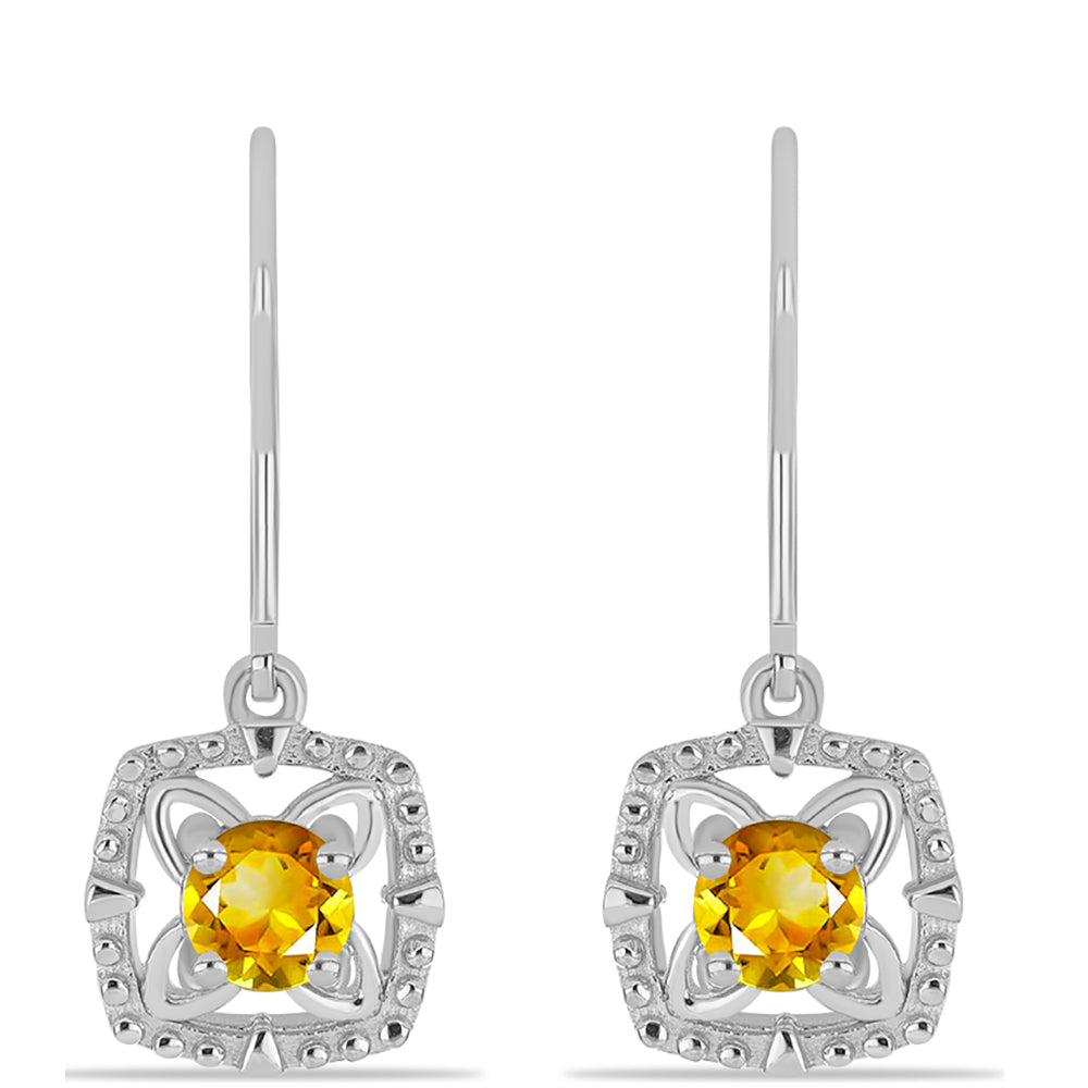 Stříbrné Náušnice s Uralským Citrínem 1 