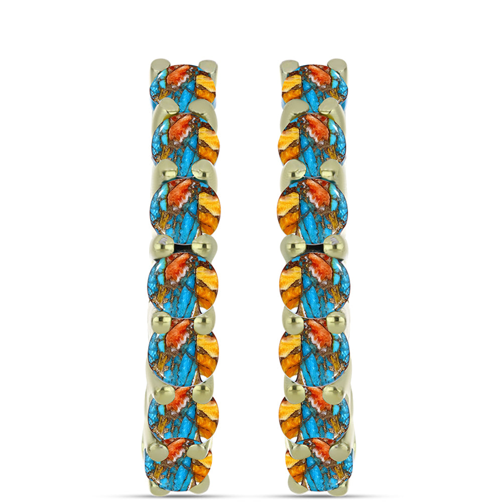 Pozlacené Stříbrné Náušnice s Ústřicovým Tyrkysem 1 