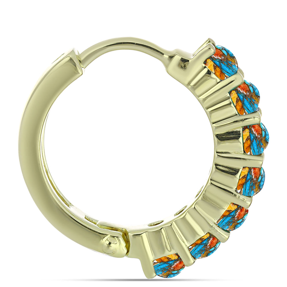 Pozlacené Stříbrné Náušnice s Ústřicovým Tyrkysem