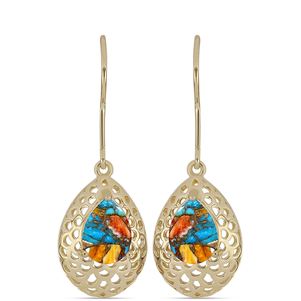 Pozlacené Stříbrné Náušnice s Ústřicovým Tyrkysem