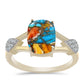 Pozlacený Stříbrný Prsten s Ústřicovým Tyrkysem a Bílým Topazem