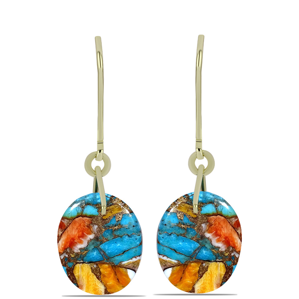 Pozlacené Stříbrné Náušnice s Ústřicovým Tyrkysem 1 