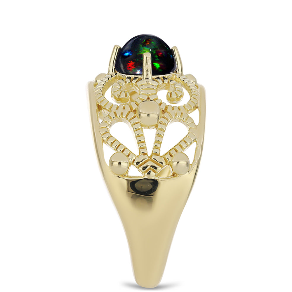 Pozlacené Stříbro 925/1000 - Prsten s Půlnočně Černým Etiopským Opálem z Lega Dembi - Karátové číslo: 0.56. přibližná hmotnost: 5.21 gramů 4 