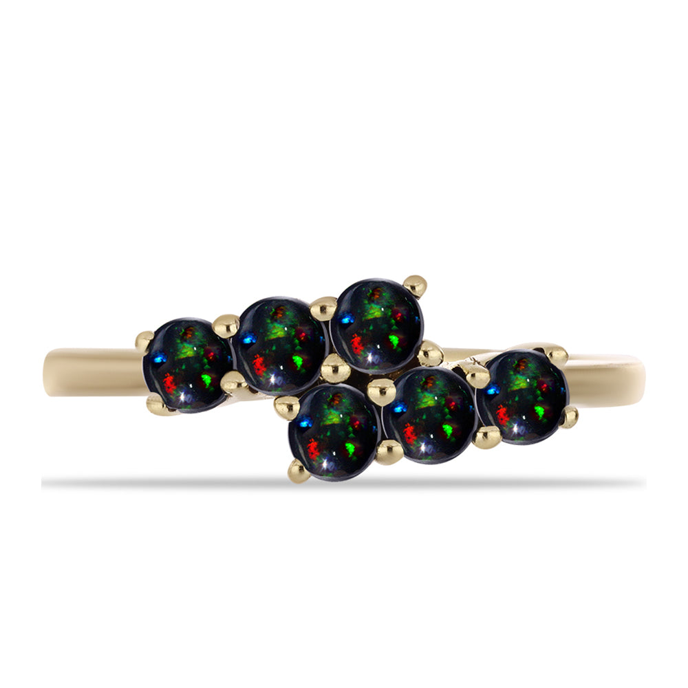 Pozlacený Stříbrný Prsten s Půlnočně Černým Etiopským Opálem z Lega Dembi 1 