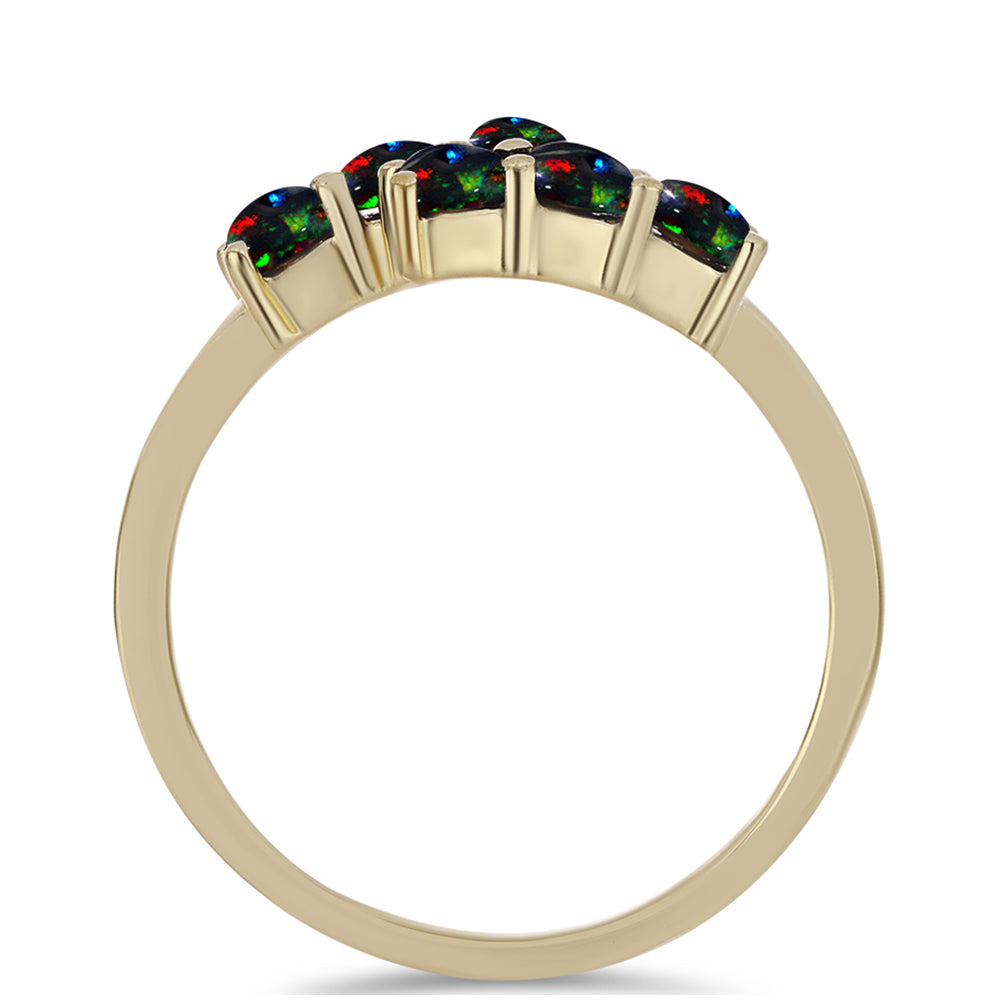 Pozlacený Stříbrný Prsten s Půlnočně Černým Etiopským Opálem z Lega Dembi