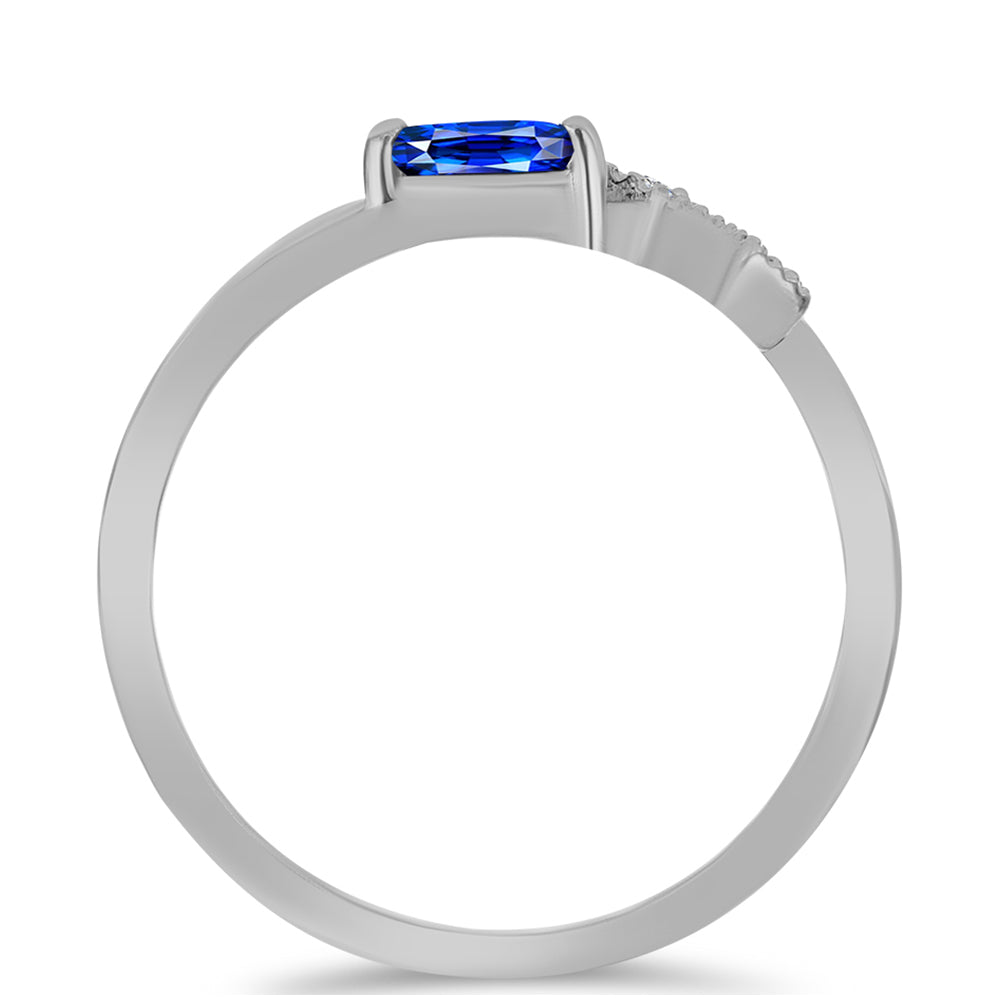 Stříbro 925/1000 - Prsten s Australským Modrým Safírem a Bílým Topazem - Karátové číslo: 0.29. přibližná hmotnost: 2.48 gramů 2 