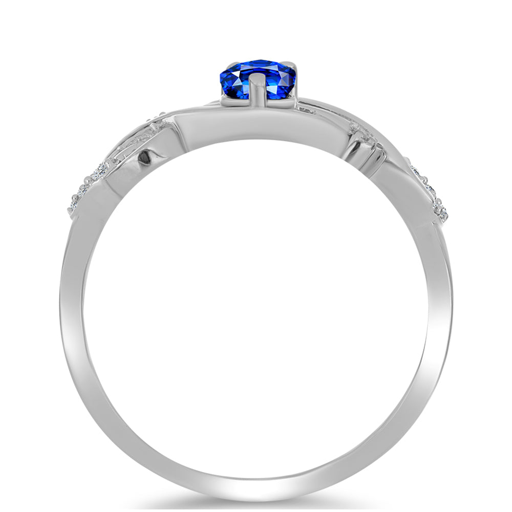 Stříbro 925/1000 - Prsten s Australským Modrým Safírem a Bílým Topazem - Karátové číslo: 0.65. přibližná hmotnost: 2.51 gramů 2 