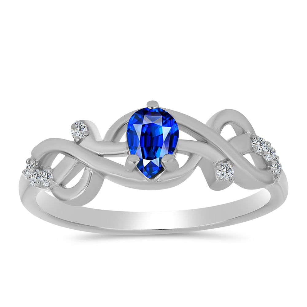 Stříbro 925/1000 - Prsten s Australským Modrým Safírem a Bílým Topazem - Karátové číslo: 0.65. přibližná hmotnost: 2.51 gramů