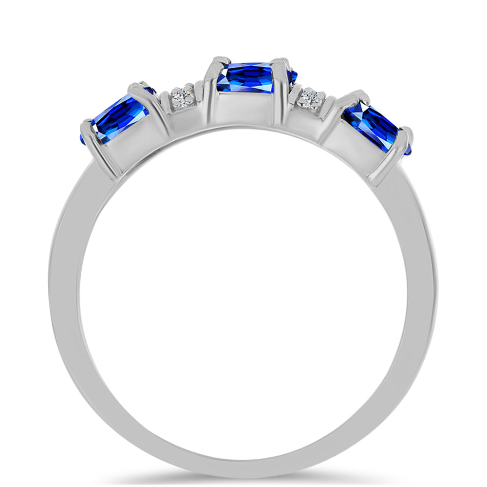 Stříbro 925/1000 - Prsten s Australským Modrým Safírem a Bílým Topazem - Karátové číslo: 2.19. přibližná hmotnost: 3.22 gramů 2 