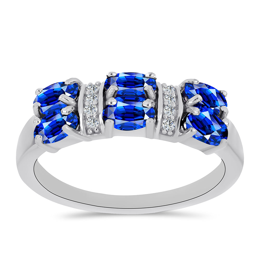 Stříbro 925/1000 - Prsten s Australským Modrým Safírem a Bílým Topazem - Karátové číslo: 2.19. přibližná hmotnost: 3.22 gramů