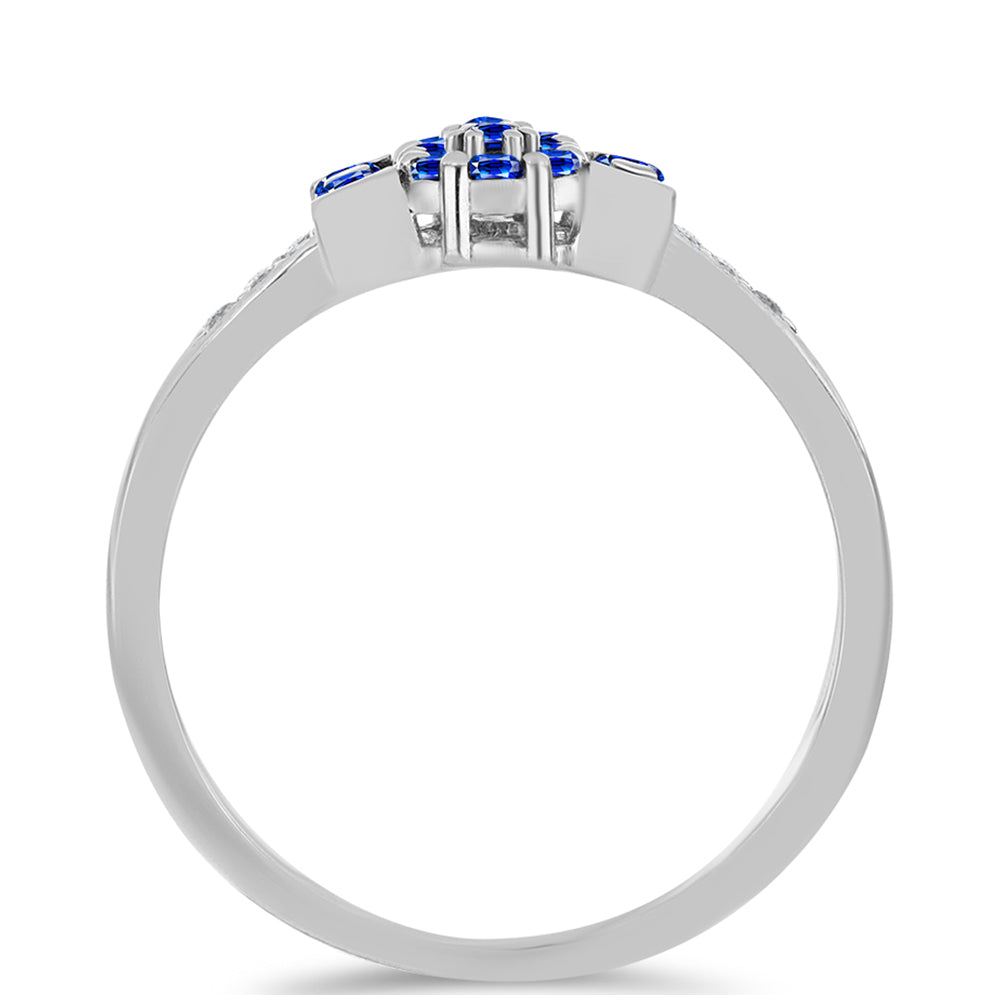 Stříbro 925/1000 Prsten s Australským Modrým Safírem a Bílým Topazem - Karátové číslo: 0.47. přibližná hmotnost: 2.86 gramů 2 