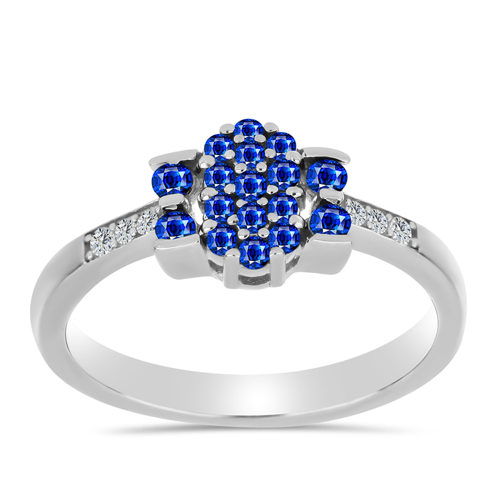 Stříbro 925/1000 Prsten s Australským Modrým Safírem a Bílým Topazem - Karátové číslo: 0.47. přibližná hmotnost: 2.86 gramů 3 