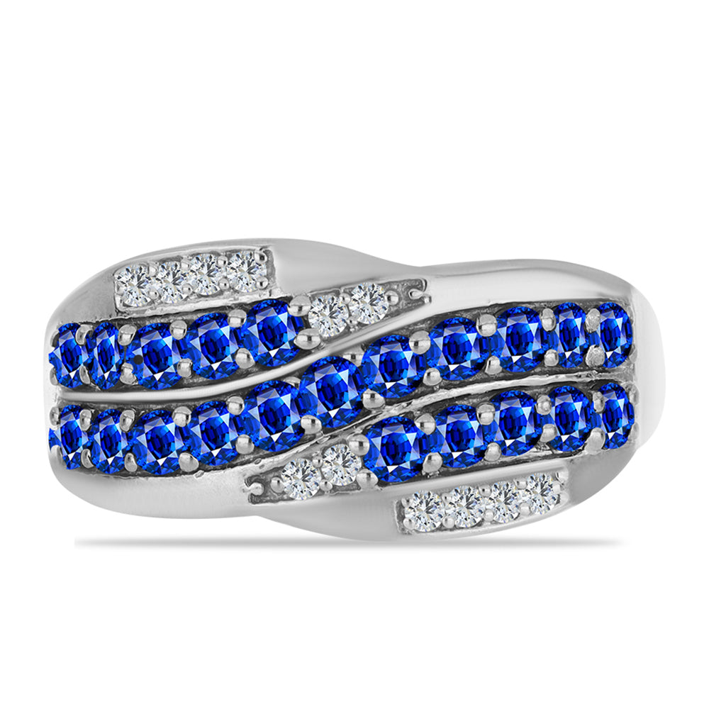 Stříbrný Prsten s Australským Modrým Safírem a Bílým Topazem 1 