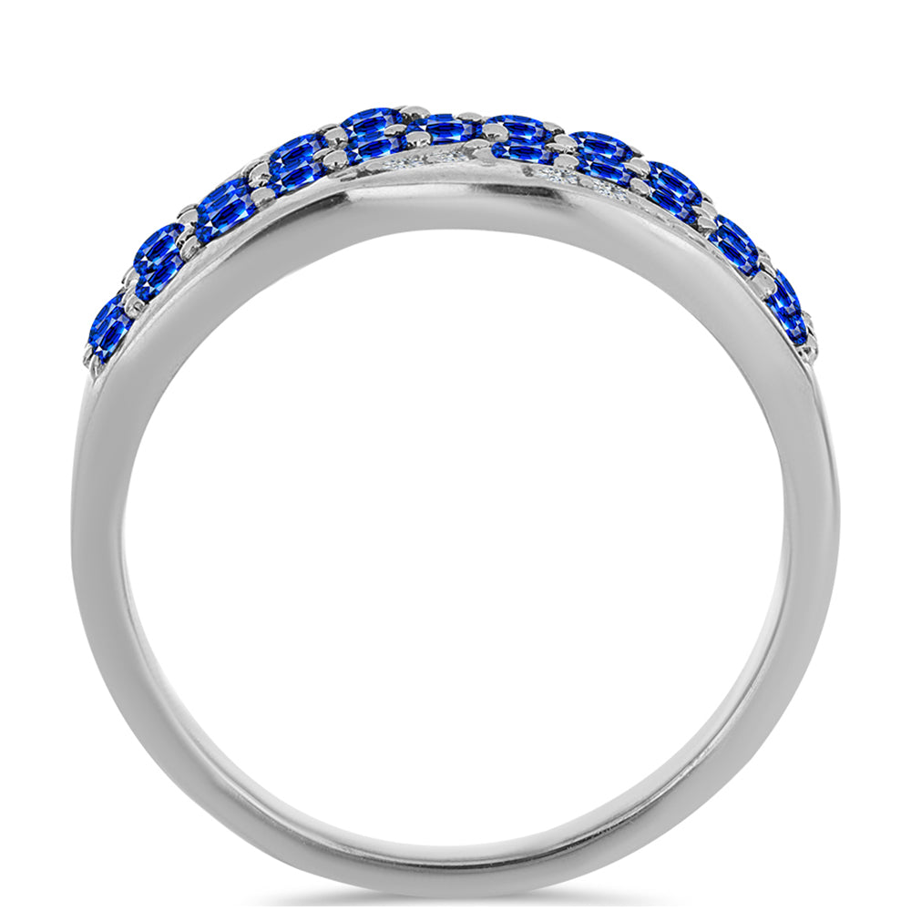 Stříbrný Prsten s Australským Modrým Safírem a Bílým Topazem 2 