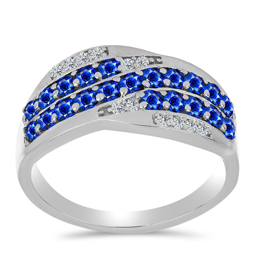 Stříbrný Prsten s Australským Modrým Safírem a Bílým Topazem