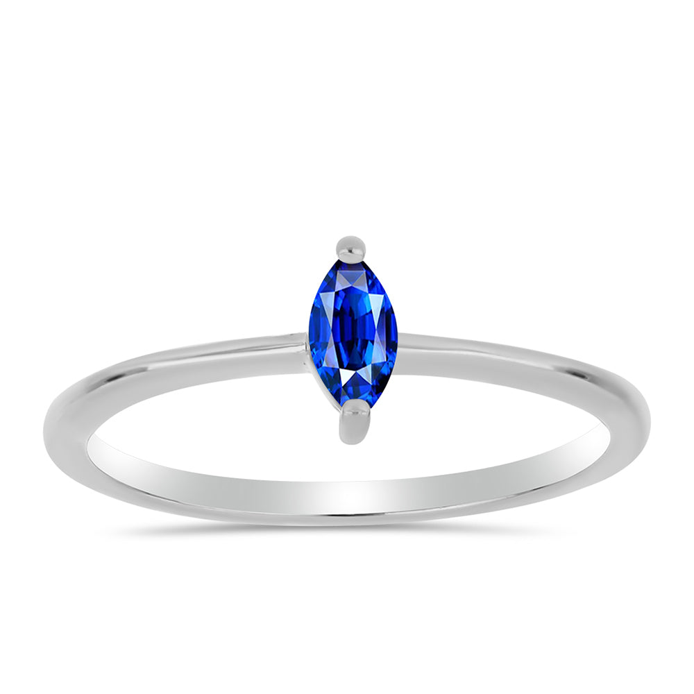 Stříbro 925/1000 - Prsten s Australským Modrým Safírem - Karátové číslo: 0.39. přibližná hmotnost: 1.54 gramů