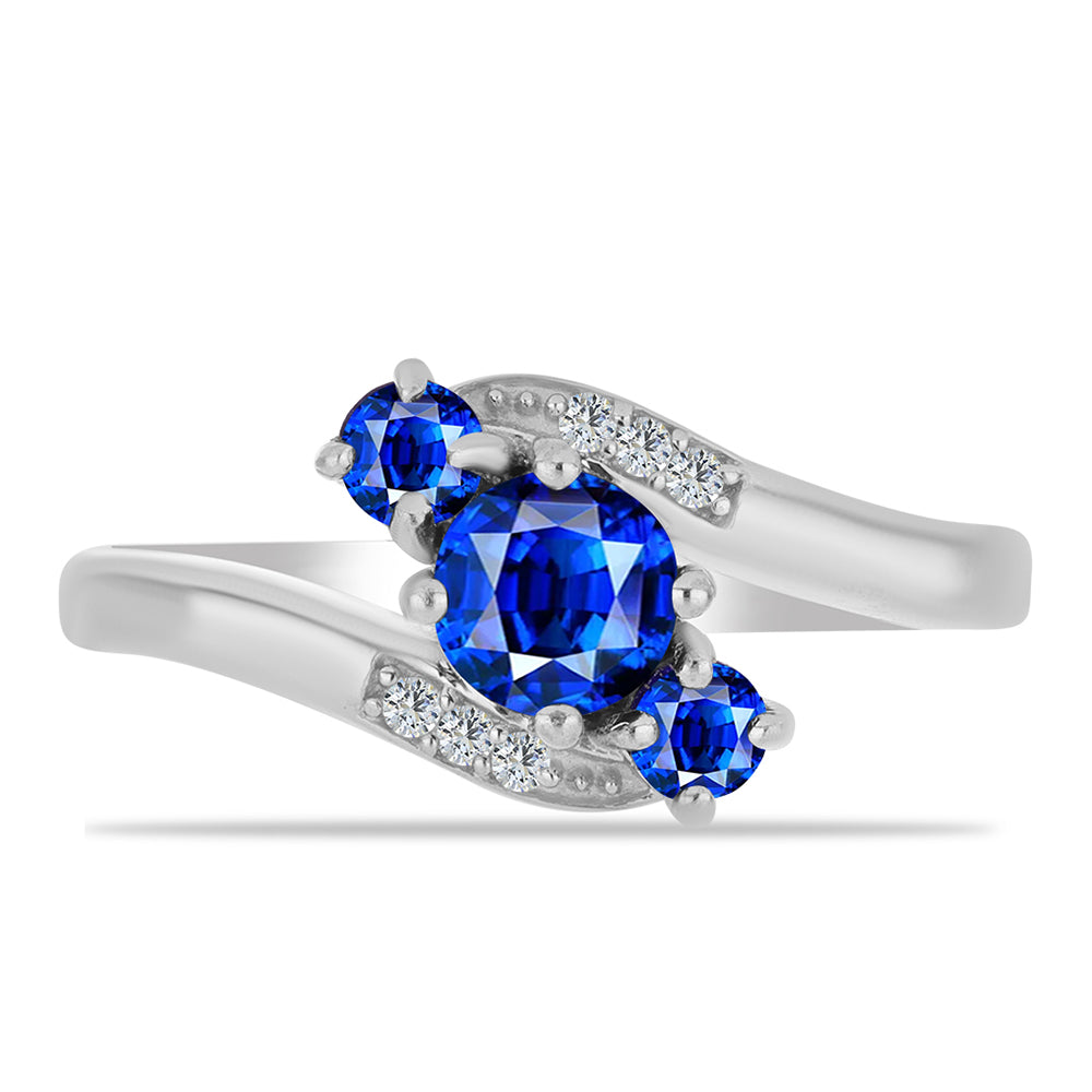 925 / 1000 Sterlingové Stříbro Prsten s Australským Modrým Safírem a Bílým Topazem