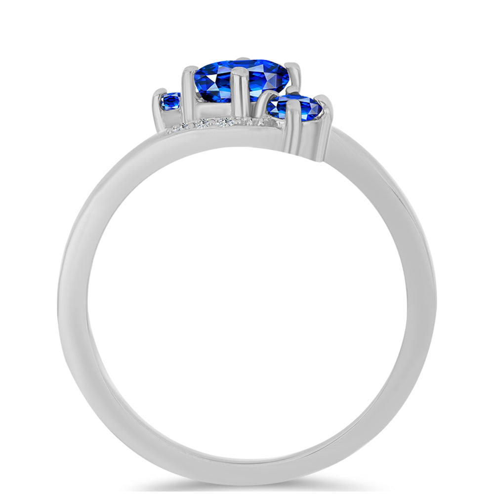 925 / 1000 Sterlingové Stříbro Prsten s Australským Modrým Safírem a Bílým Topazem