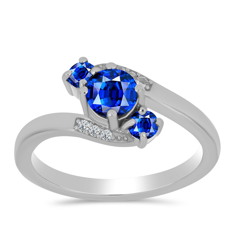 925 / 1000 Sterlingové Stříbro Prsten s Australským Modrým Safírem a Bílým Topazem 3 