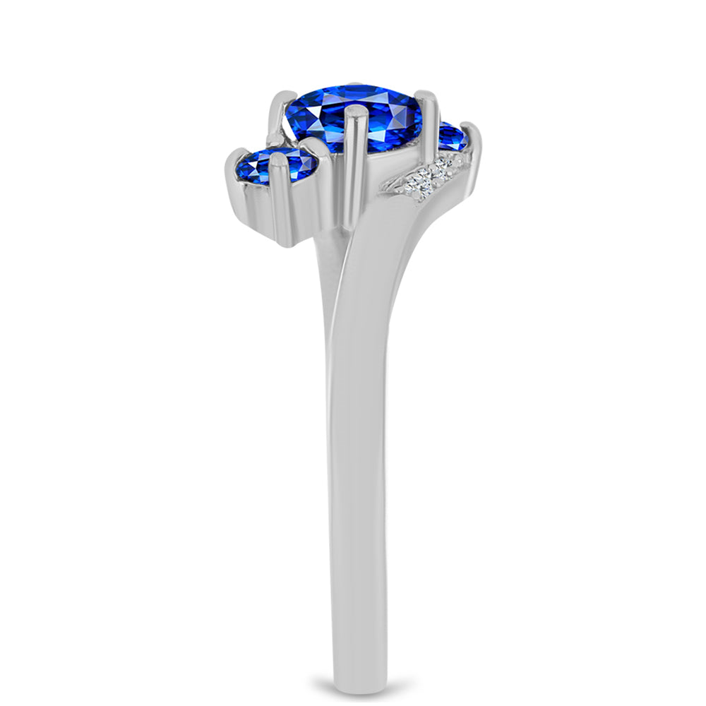 925 / 1000 Sterlingové Stříbro Prsten s Australským Modrým Safírem a Bílým Topazem 4 