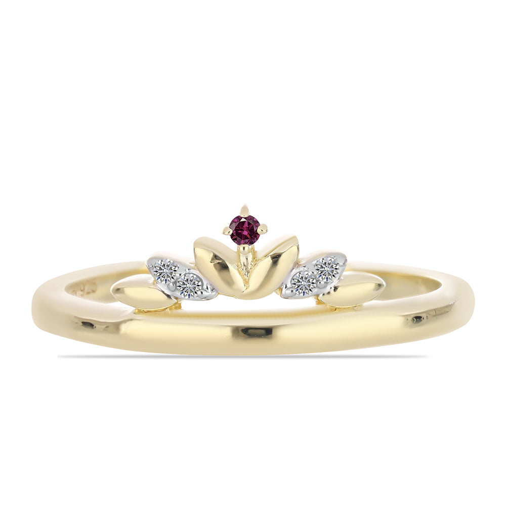 Pozlacené Stříbro 925/1000 - Prsten s Purpurovým Diamantem a Bílým Diamantem - Karátové číslo: 0.04. přibližná hmotnost: 2.13 gramů 2 