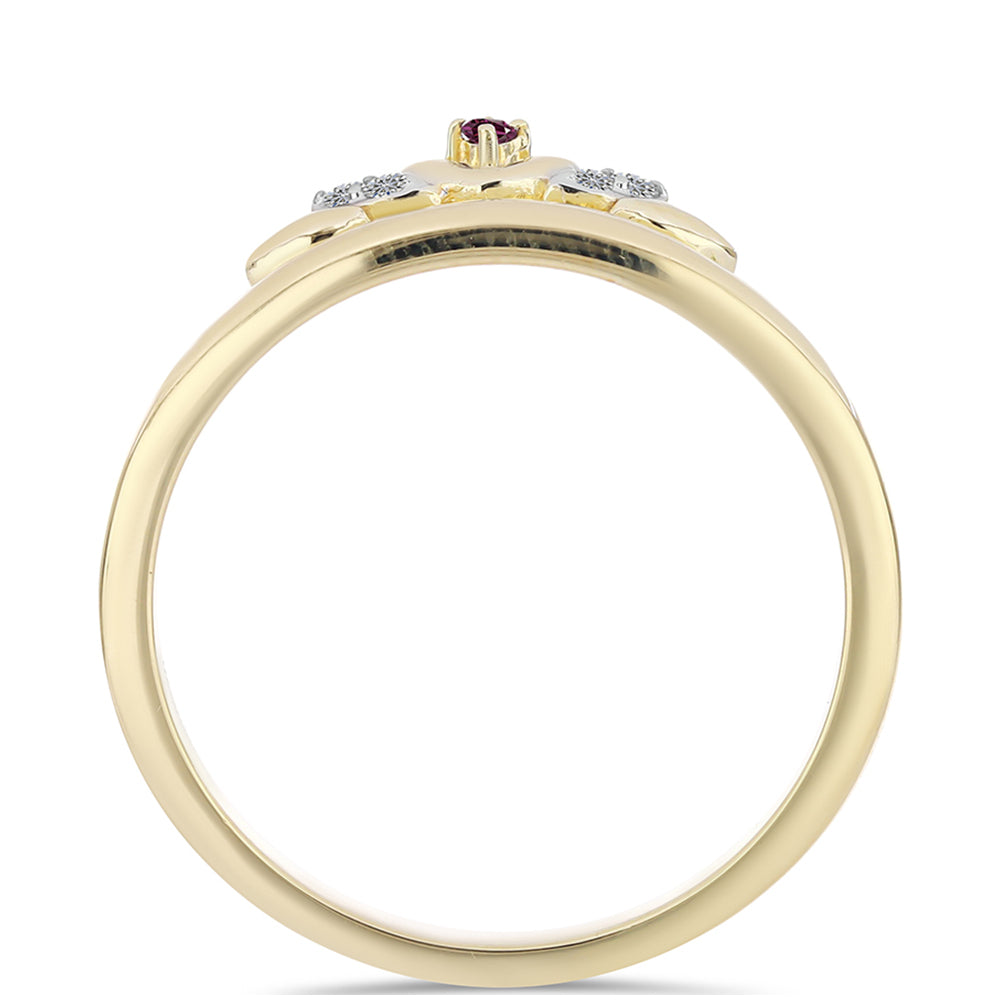 Pozlacené Stříbro 925/1000 - Prsten s Purpurovým Diamantem a Bílým Diamantem - Karátové číslo: 0.04. přibližná hmotnost: 2.13 gramů