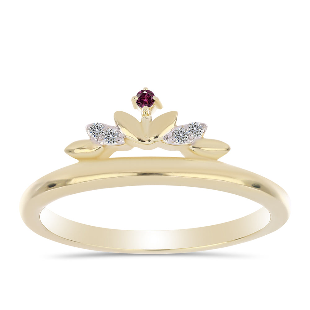 Pozlacené Stříbro 925/1000 - Prsten s Purpurovým Diamantem a Bílým Diamantem - Karátové číslo: 0.04. přibližná hmotnost: 2.13 gramů