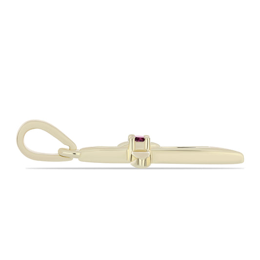 Pozlacené Stříbro 925/1000 - Přívěsek s Purpurovým Diamantem - Karátové číslo: 0.02. přibližná hmotnost: 0.65 gramů