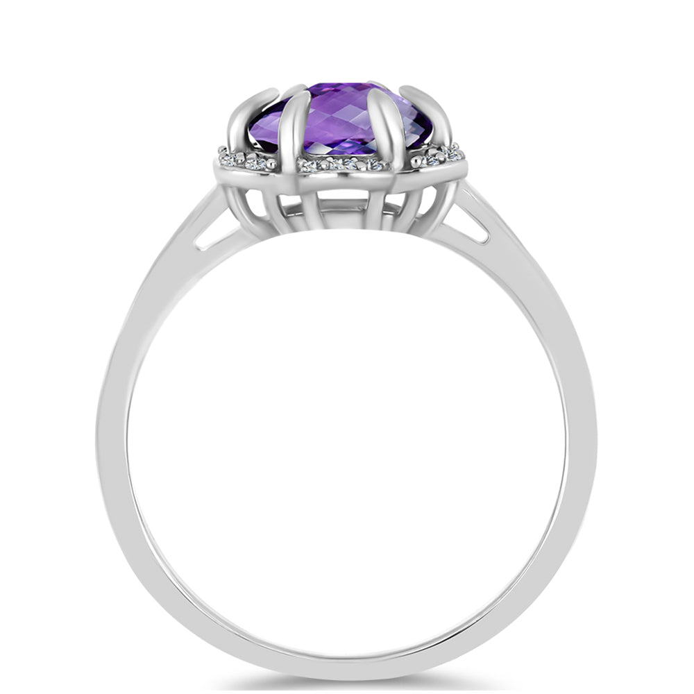 Stříbrný Prsten s Marockým Ametystem a Bílým Topazem
