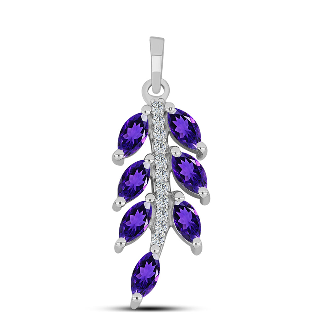 Stříbro 925/1000 Přívěsek s Marockým Ametystem a Bílým Topazem - Karátové číslo: 1.07. přibližná hmotnost: 1.46 gramů