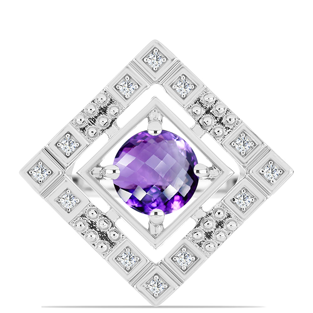 Stříbro 925/1000 - Prsten s Marockým Ametystem a Bílým Topazem - Karátové číslo: 1.32. přibližná hmotnost: 4.79 gramů 1 