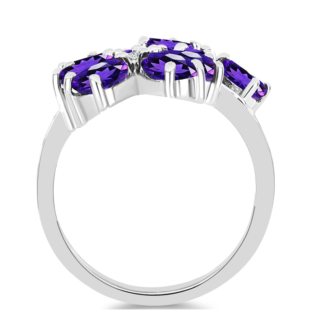 Stříbrný Prsten s Marockým Ametystem a Bílým Topazem 2 
