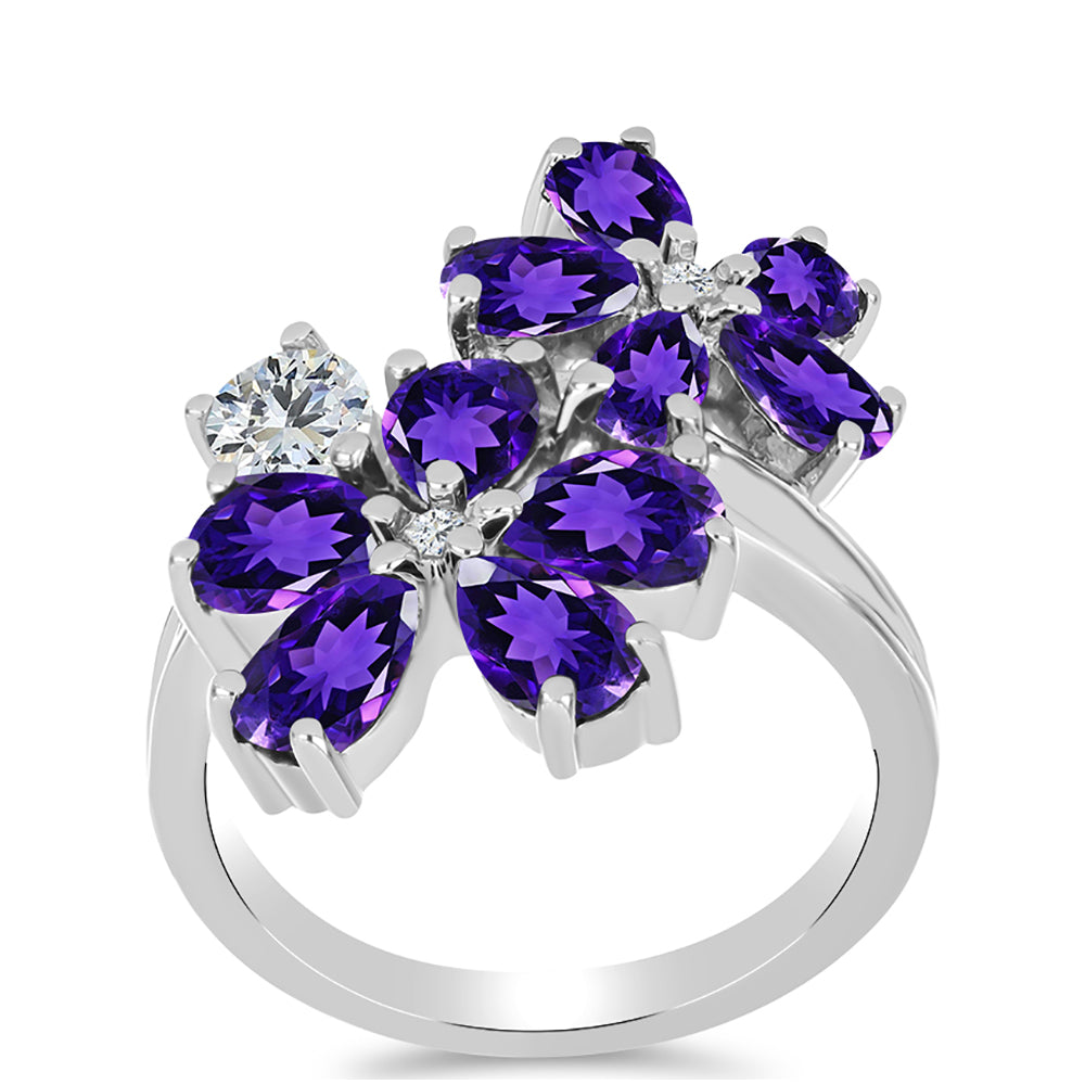 Stříbrný Prsten s Marockým Ametystem a Bílým Topazem 3 