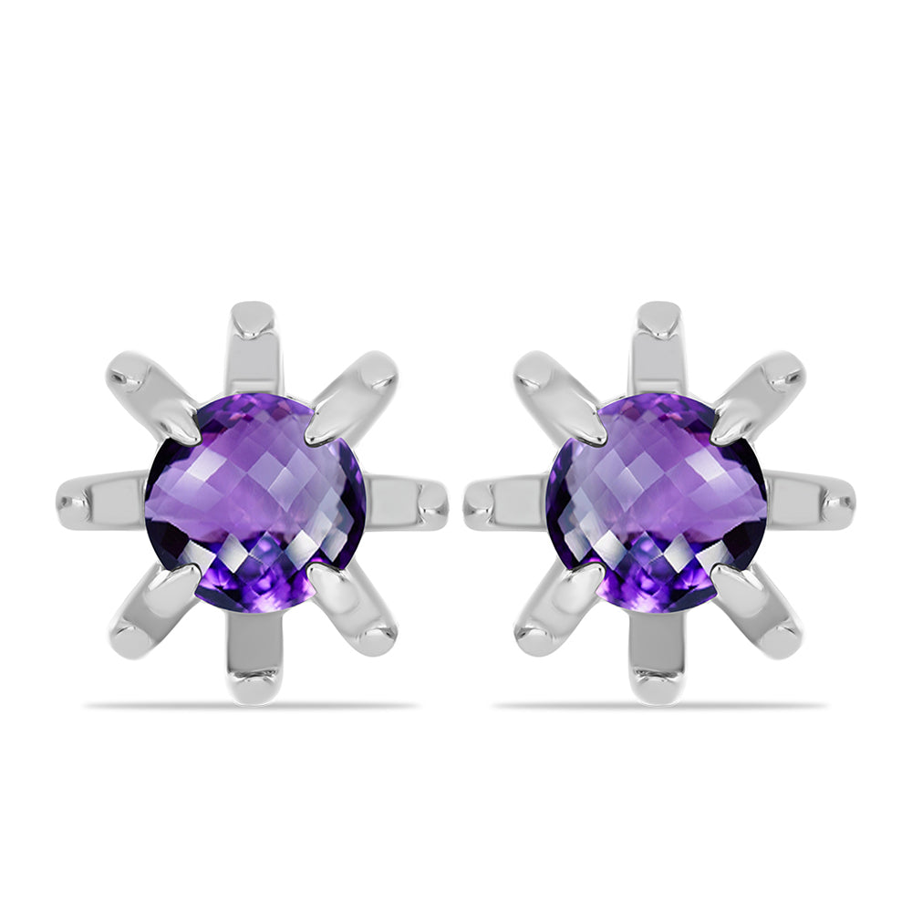 Stříbro 925/1000 - Náušnice s Marockým Ametystem - Karátové číslo: 1.52. přibližná hmotnost: 2.21 gramů 1 