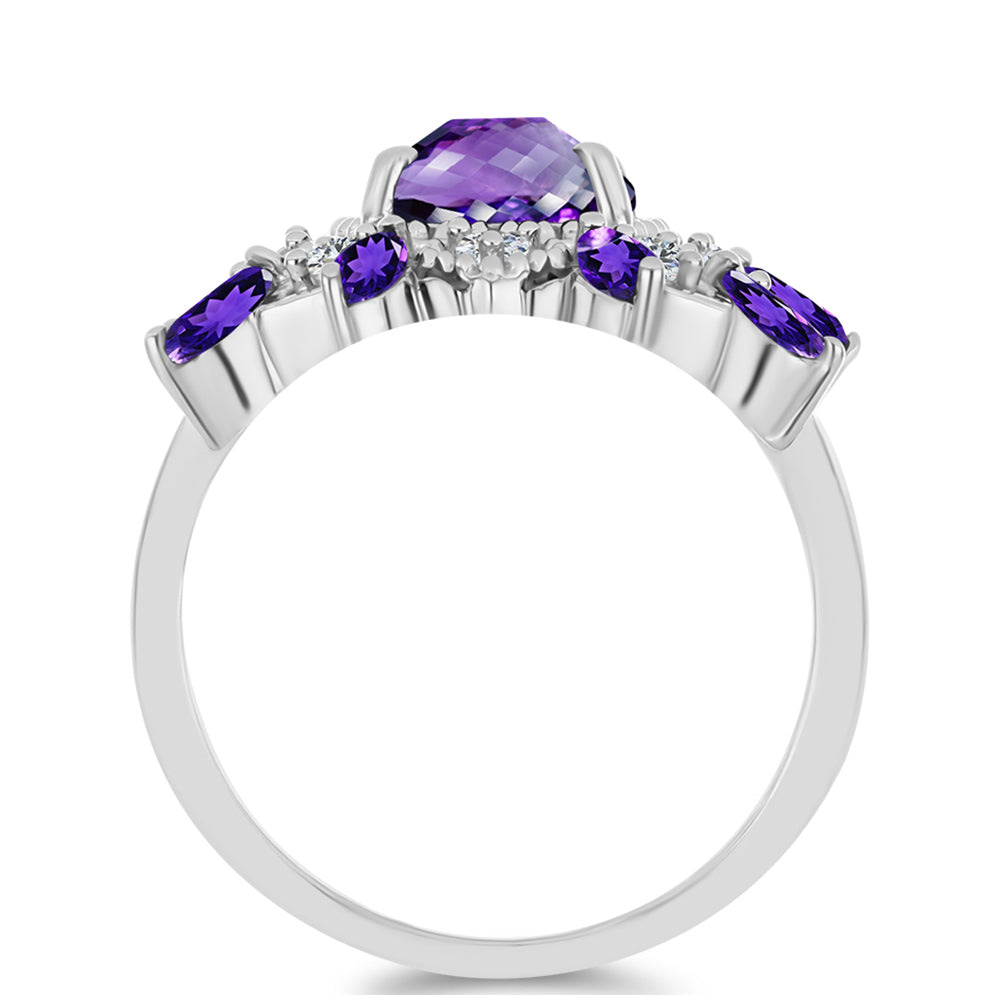 Stříbrný Prsten s Marockým Ametystem a Bílým Topazem 2 