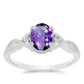 Stříbro 925/1000 Prsten s Marockým Ametystem a Bílým Topazem - Karátové číslo: 1.19. přibližná hmotnost: 2.1 gramů