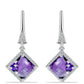 Stříbro 925/1000 - Náušnice s Marockým Ametystem a Bílým Topazem - Karátové číslo: 4.99. přibližná hmotnost: 5.03 gramů