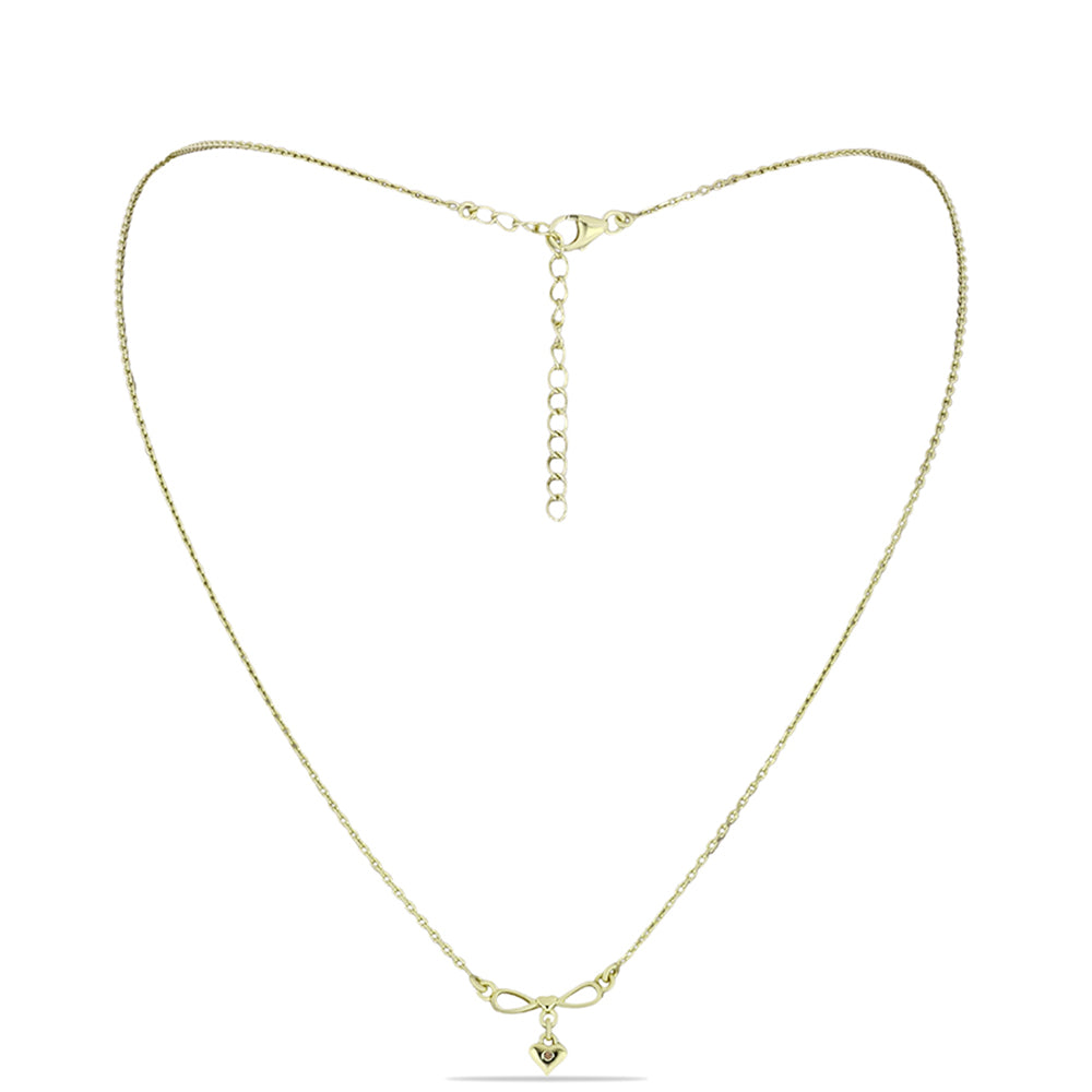 Pozlacené Stříbro 925/1000 - Náhrdelník s Champagne Diamantem - Karátové číslo: 0.01. přibližná hmotnost: 3.02 gramů 1 